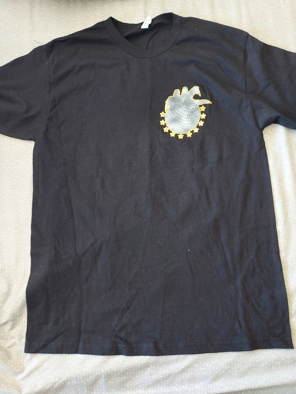 Black Graphic Tee with Gold Accents